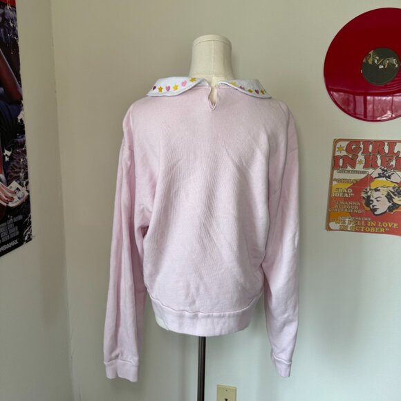 Teddy Fresh Embroidered Baby Pink Western Collared Crew Neck Sweatshirt - Picture 3 of 13